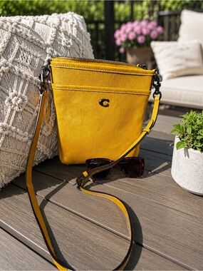 Coach Yellow Pebbled Leather Crossbody Bag